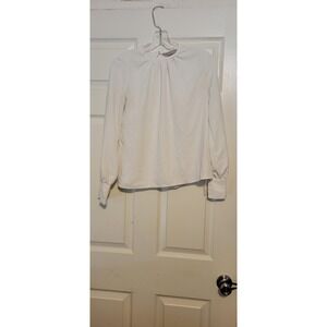 HM White Gathered Neck Long Sleeve Blouse Womens XS Minimalist Professional Top